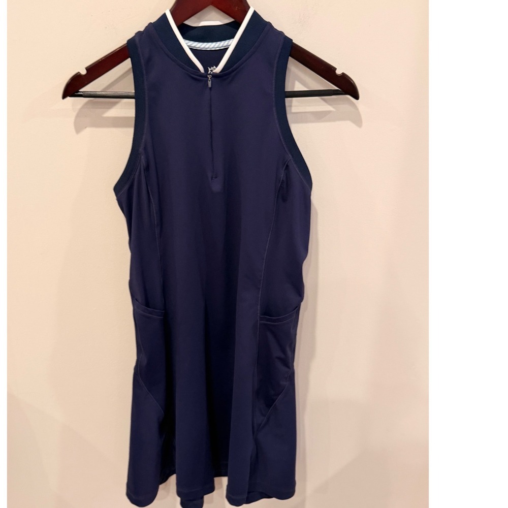 Southern Tide Womens Navy Blue Quarter Zip Performance Golf Tennis Dress Pocket